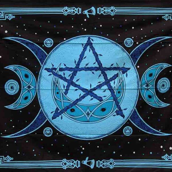Blue Triple Moon Single Wallhanging Bedspread