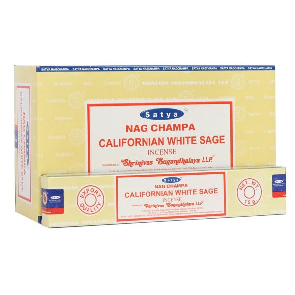Satya Californian White Sage Incense Sticks (Box of 12 individual packets)