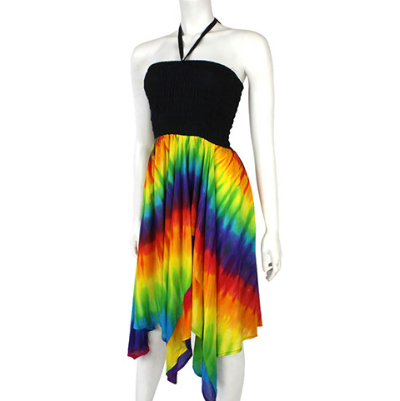 Hanky Hem Tie Dye Rainbow Dress