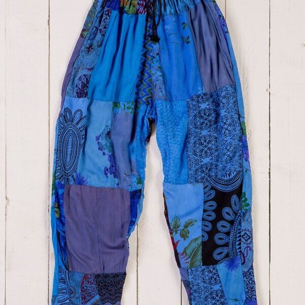Blue Overdyed Upcycled Patchwork Trousers