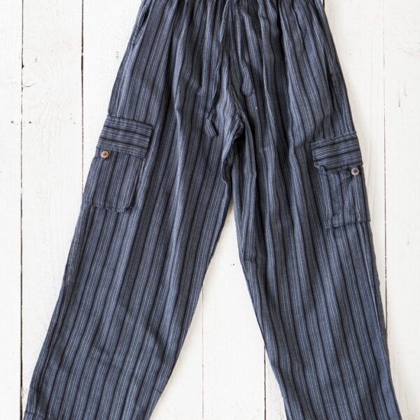 Striped Cotton Cargo Trousers