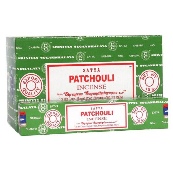 Satya Patchouli Incense Sticks (Box of 12 individual packets)