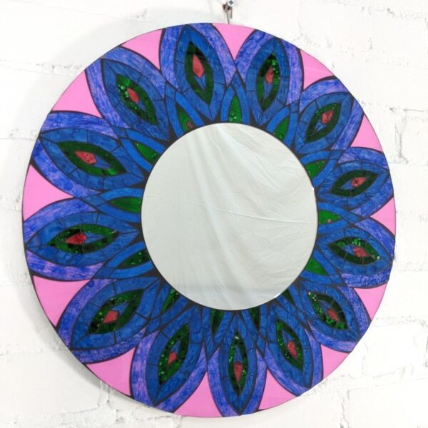Round Peacock Feather Mirror