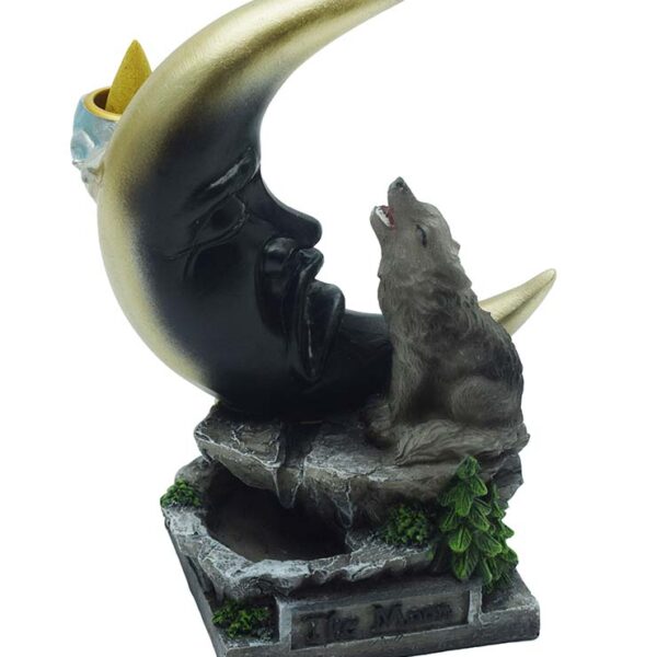 Wolf And Moon Backflow Incense Burner