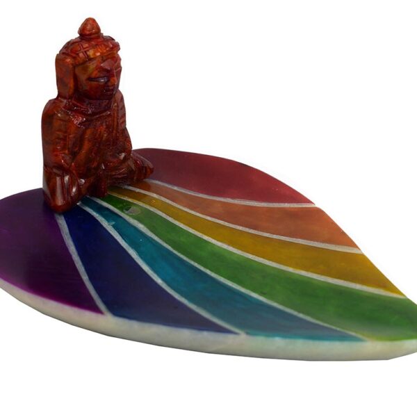 Chakra Buddha Leaf Soapstone Incense Holder
