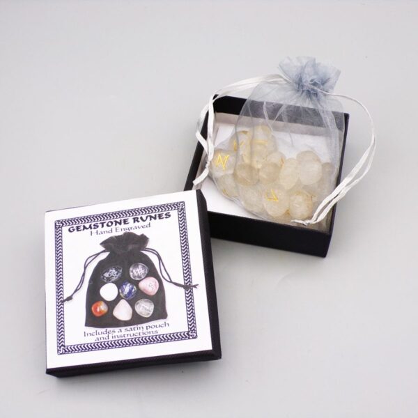 Engraved Clear Quartz Rune Stone Set