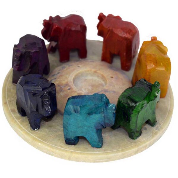 Chakra Soapstone Elephants Incense Holder