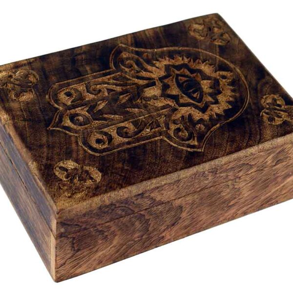 Fatima Hand Wooden Carved Box 7x5