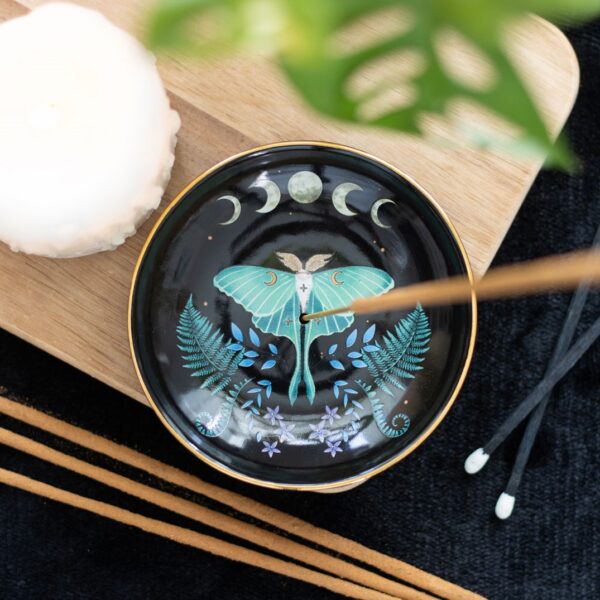 Luna Moth Ceramic Plate Incense Stick Holder