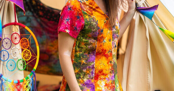 Rainbow Celestial Ditsy Dress