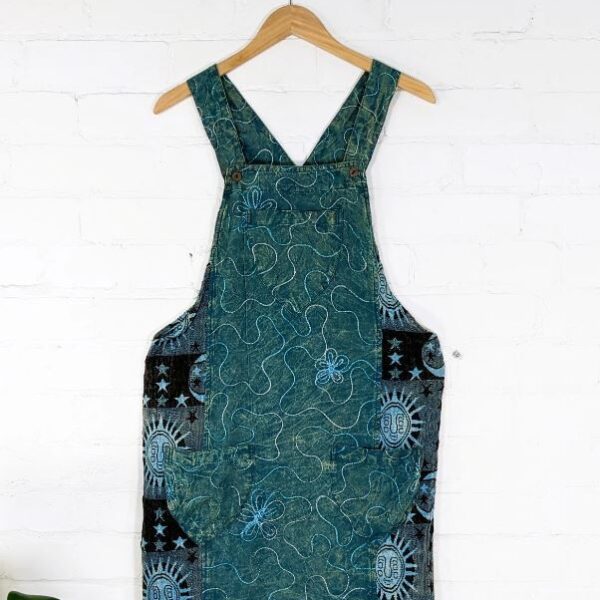 Blue/Black Sun Moon Dungaree Dress