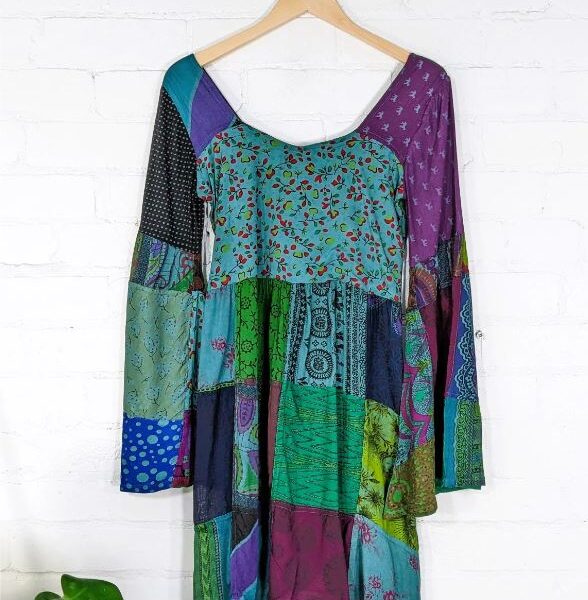 Patchwork Long Sleeve Dress