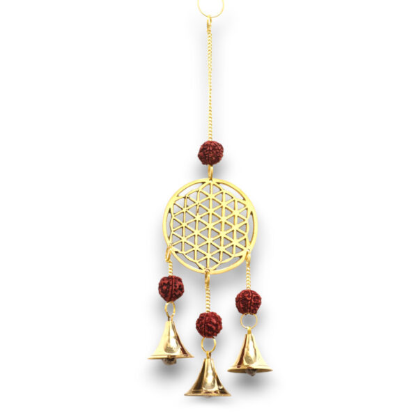 Indian Chime Brass Flower of Life with Rudraksha Beads