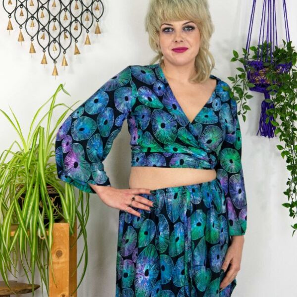 Aqua Coral Wrap Top