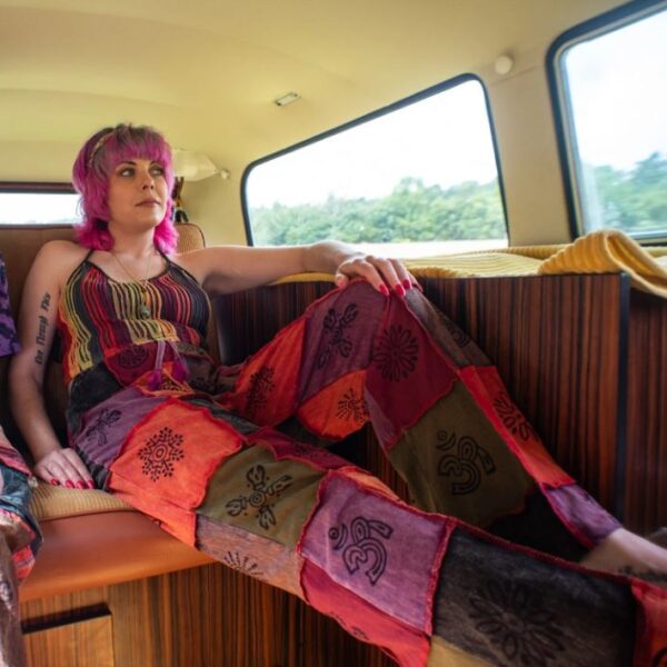 Block Print Patch Jersey Trousers