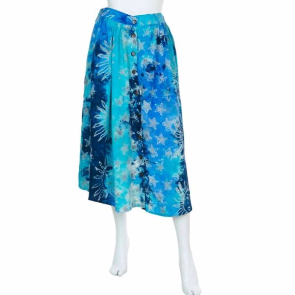 Blue Celestial Button Skirt