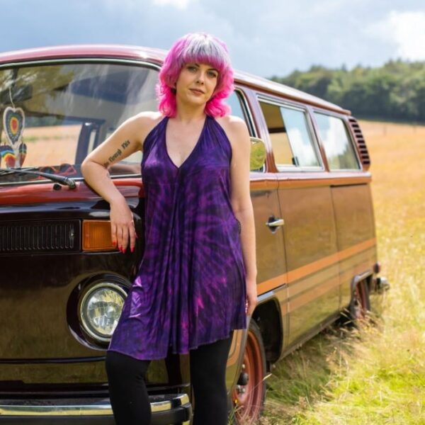 Purple Festival V Neck Dress Top