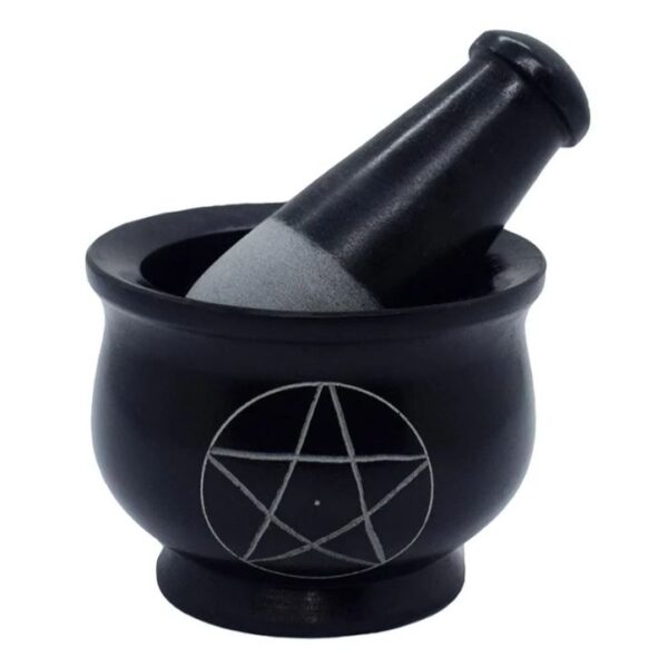 Soapstone Mortar and Pestle Pentagram Design