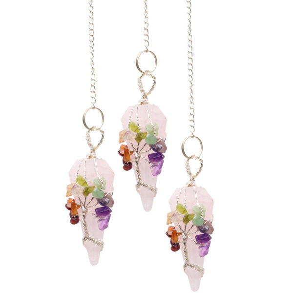 Seven Chakra Rose Quartz Magic Pendulum Dowser